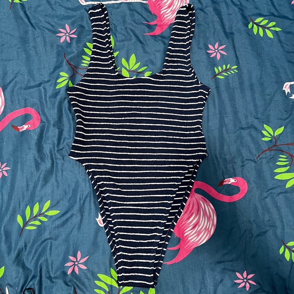 Primark Navy and White Striped Swimwear